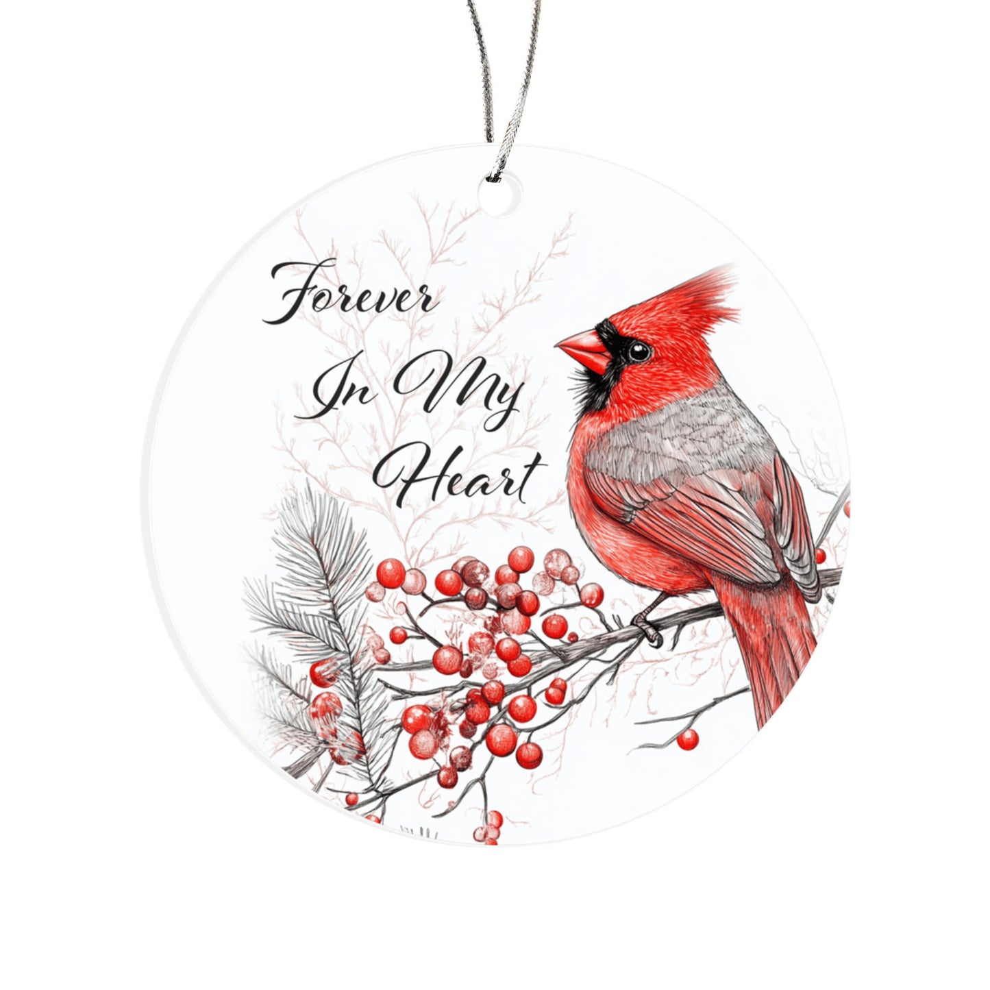 Cardinal Round Acrylic Christmas Ornament