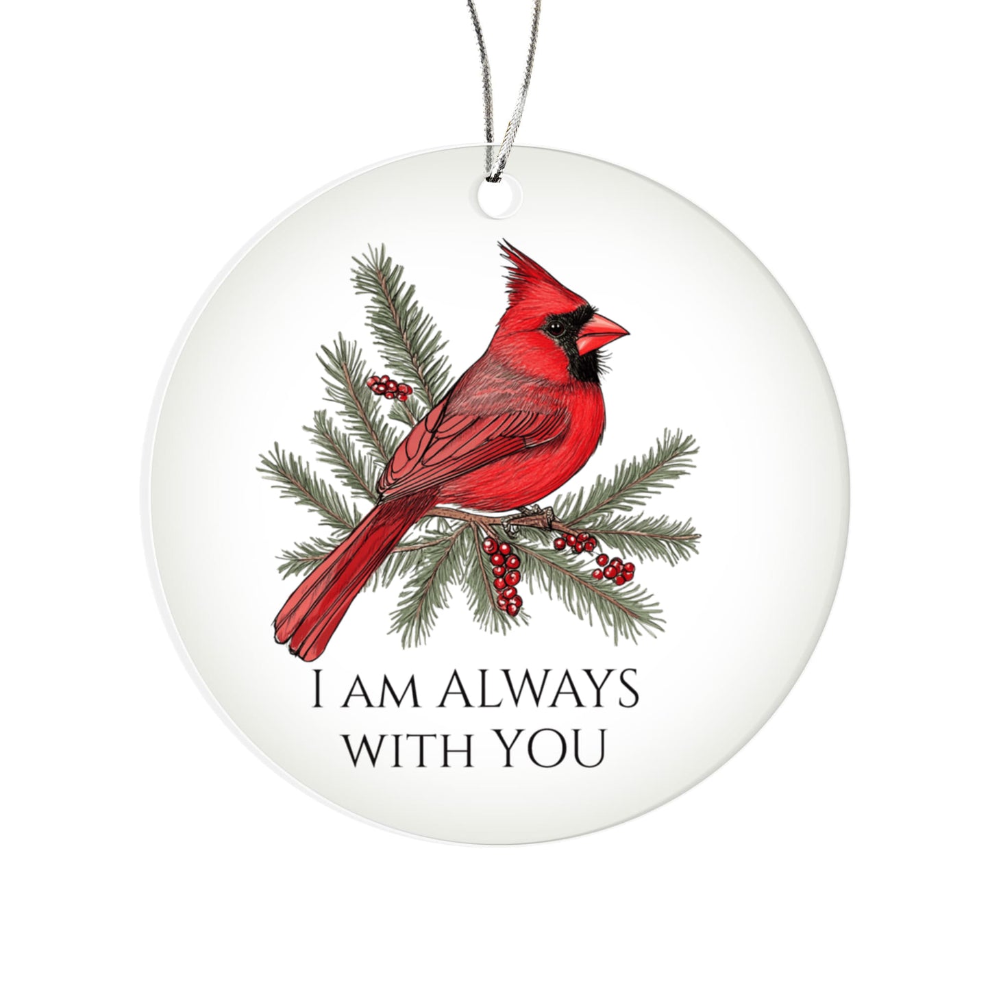 Cardinal Round Acrylic Christmas Ornament