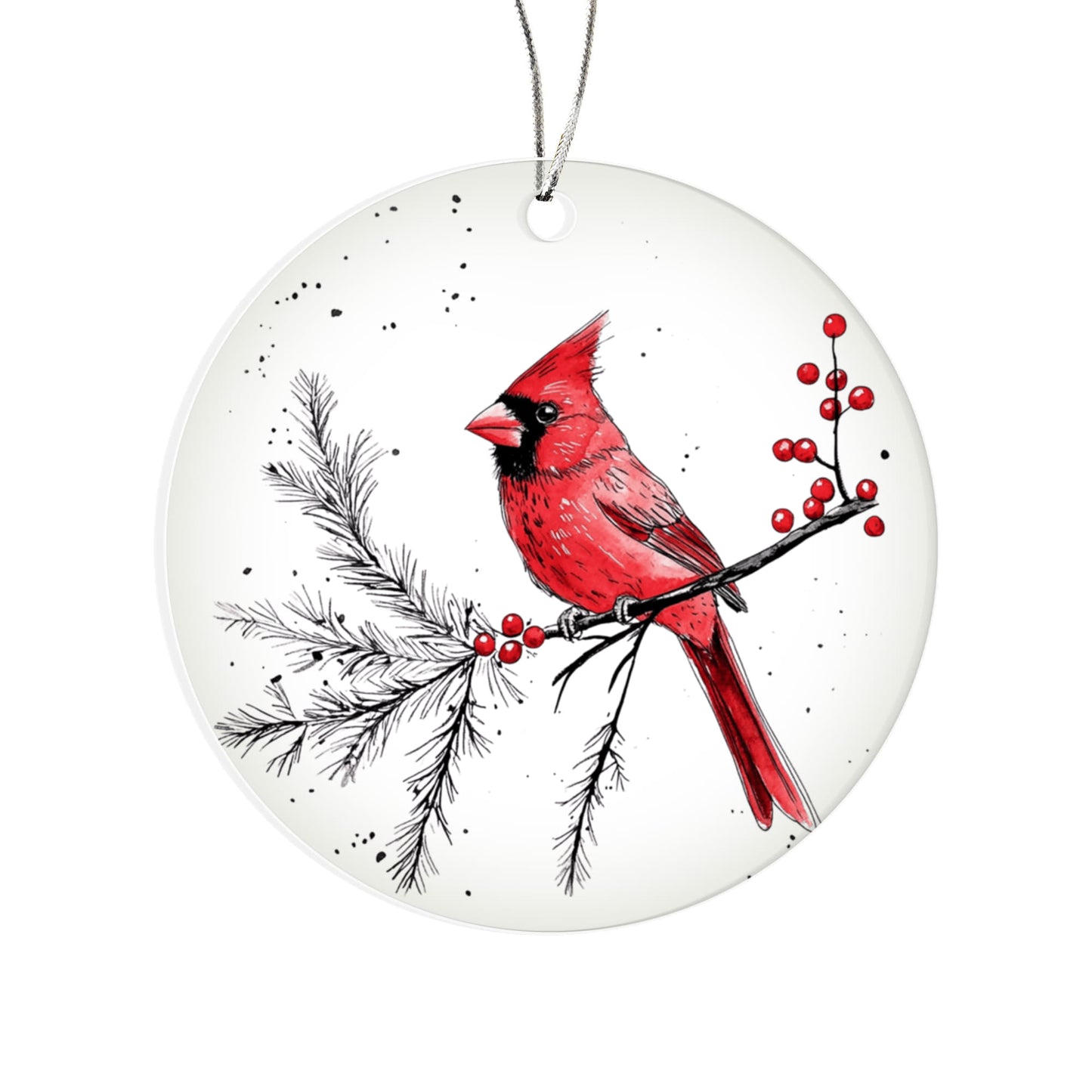 Cardinal Round Acrylic Christmas Ornament