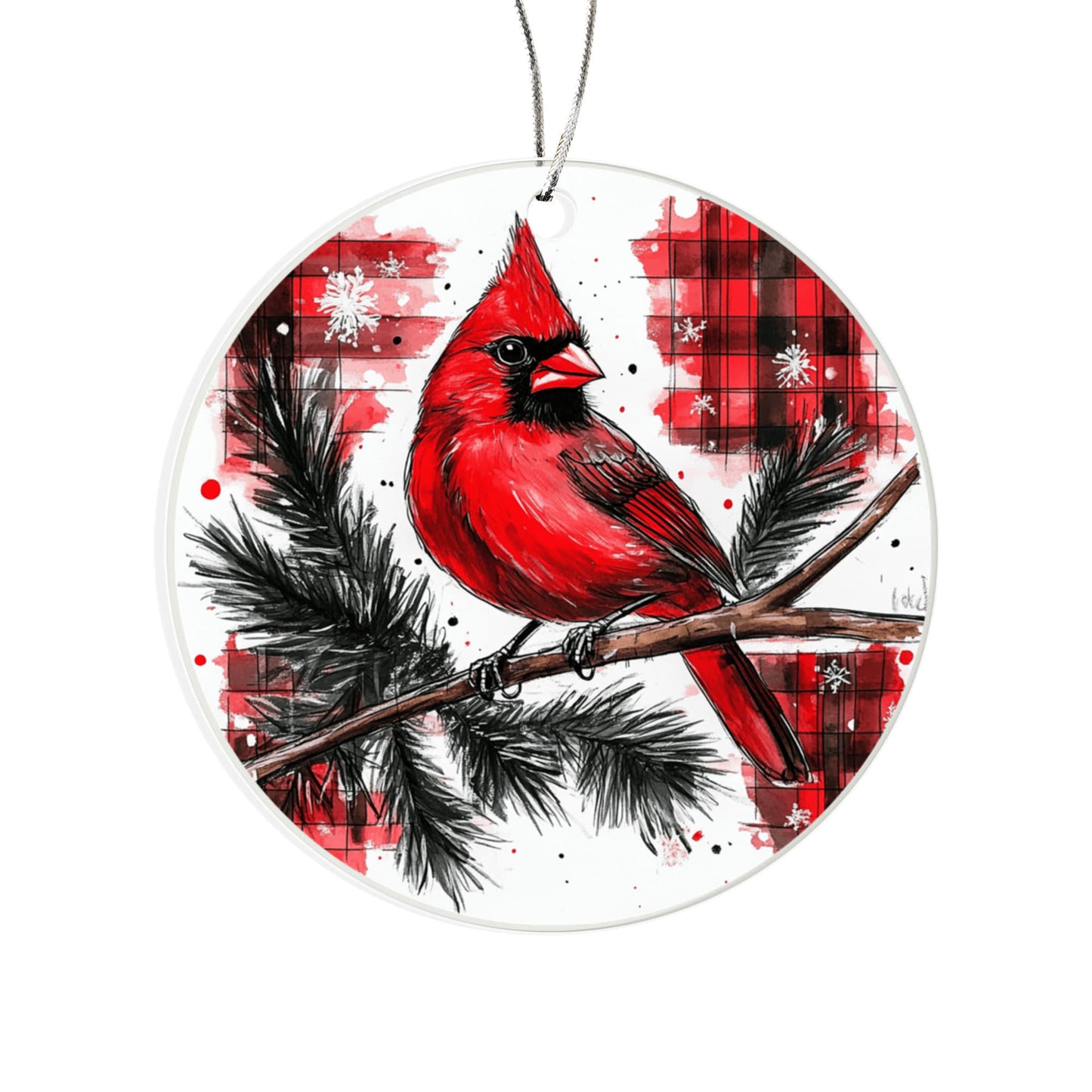 Cardinal Round Acrylic Christmas Ornament