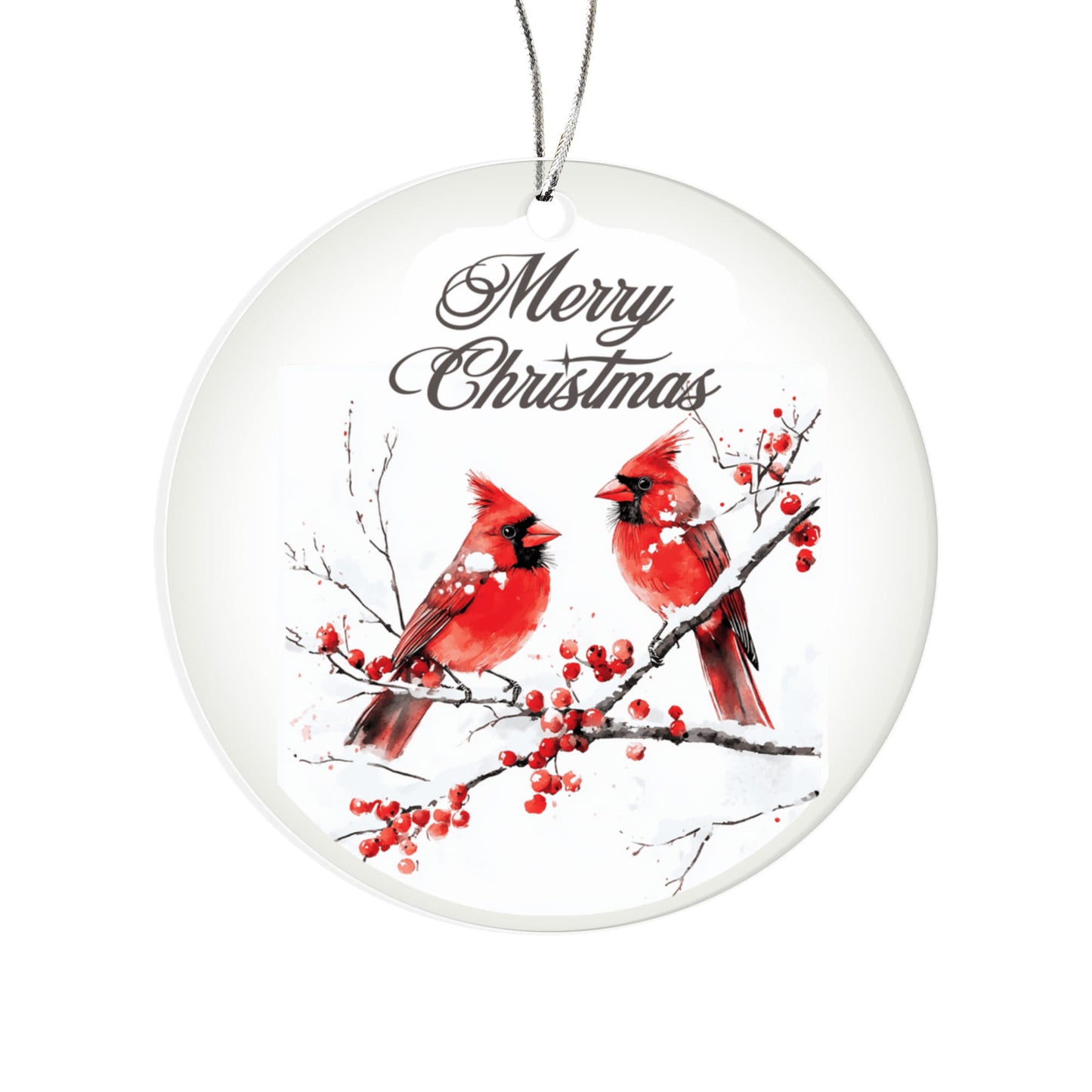 Cardinal Round Acrylic Christmas Ornament