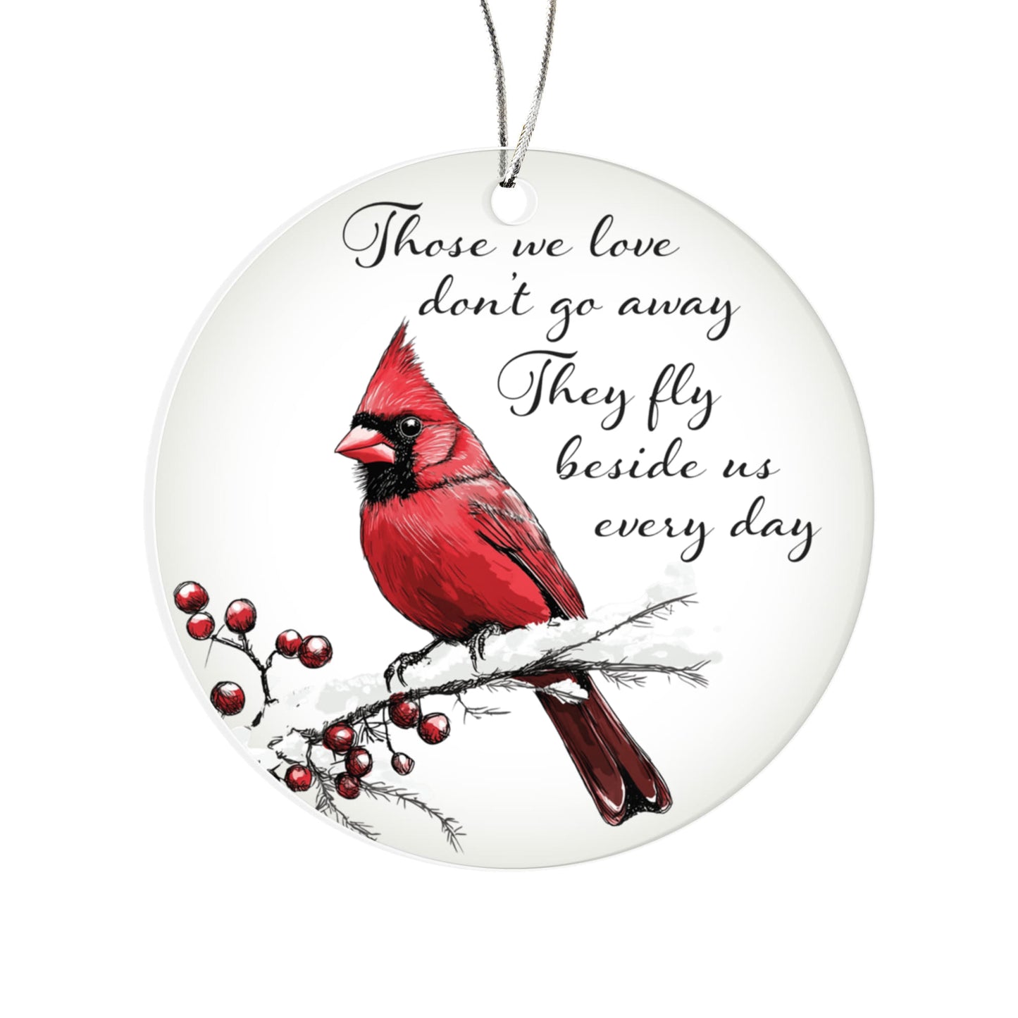Cardinal Round Acrylic Christmas Ornament