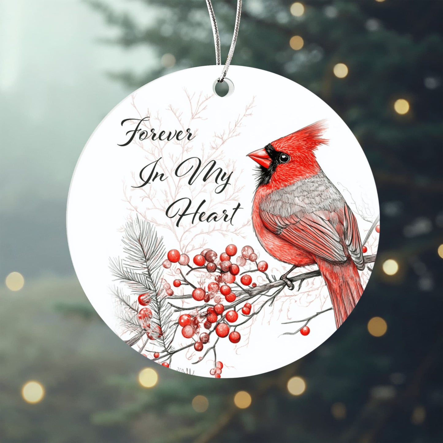 Cardinal Round Acrylic Christmas Ornament