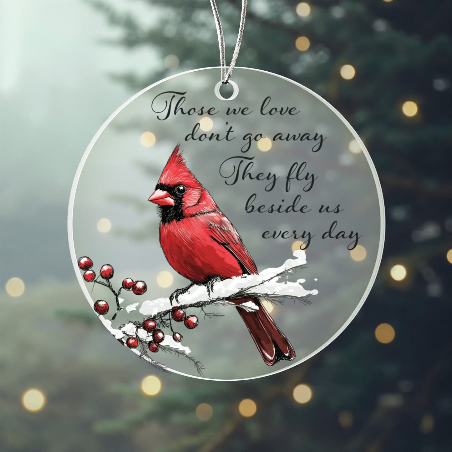 Cardinal Round Acrylic Christmas Ornament