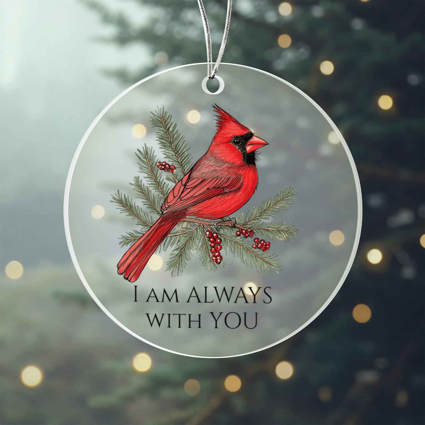 Cardinal Round Acrylic Christmas Ornament