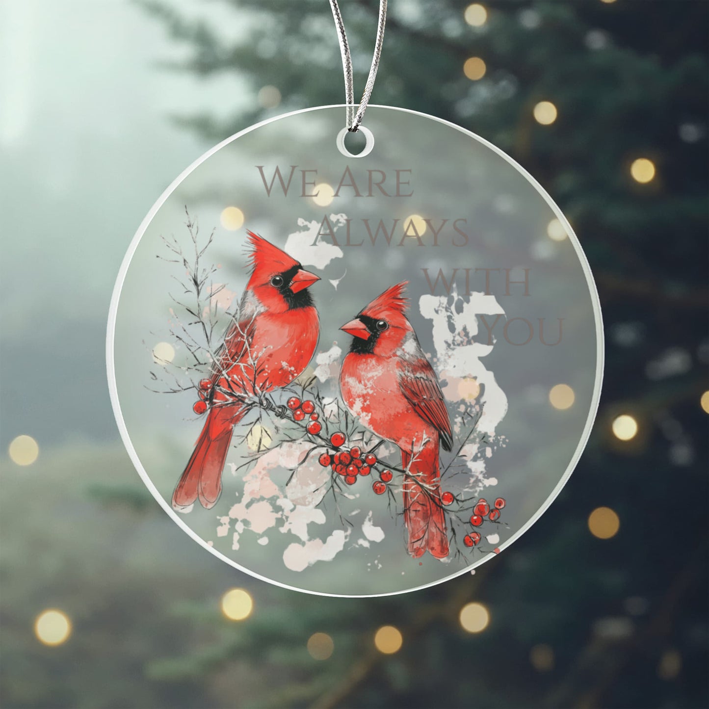 Cardinal Round Acrylic Christmas Ornament