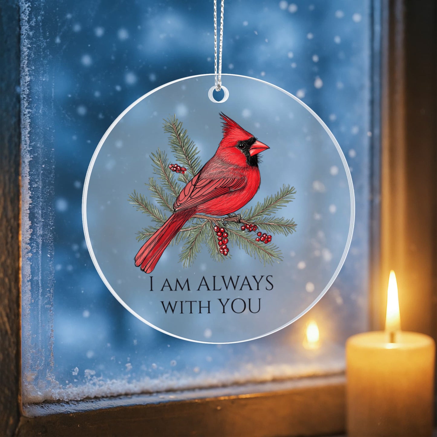 Cardinal Round Acrylic Christmas Ornament
