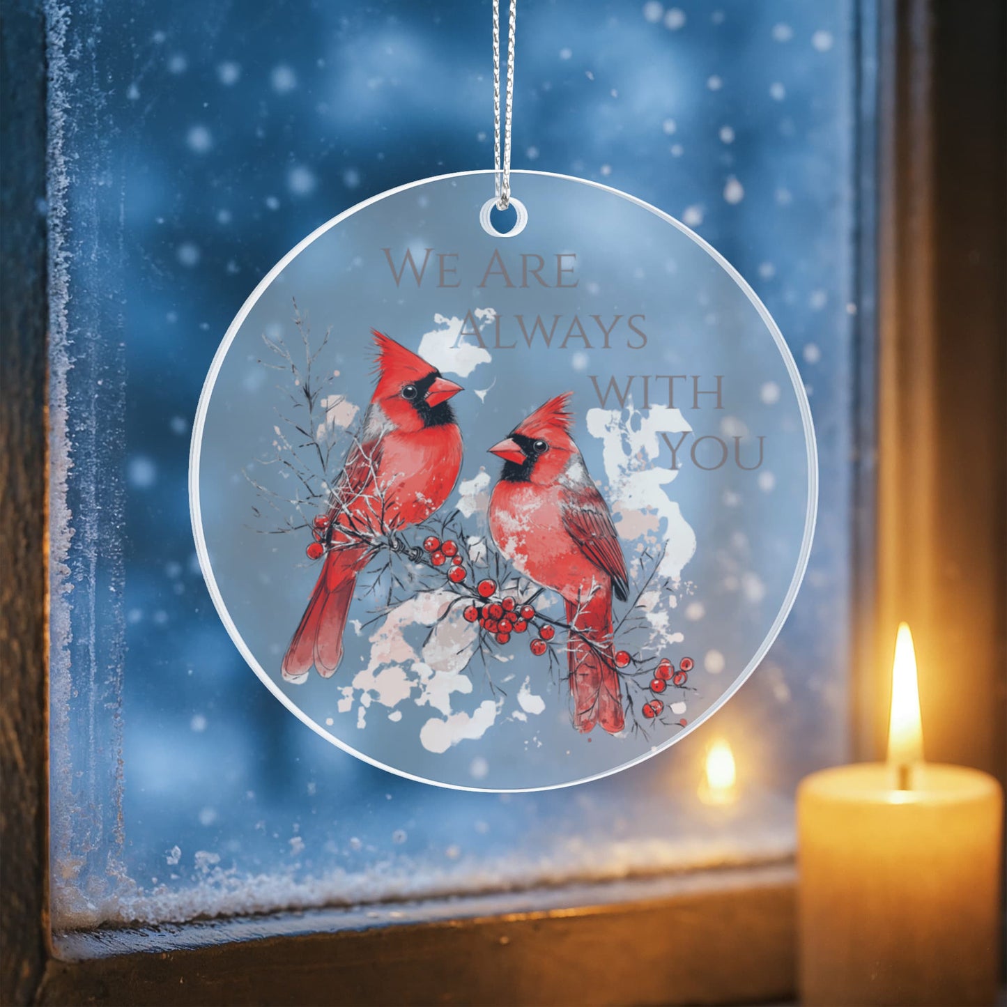 Cardinal Round Acrylic Christmas Ornament