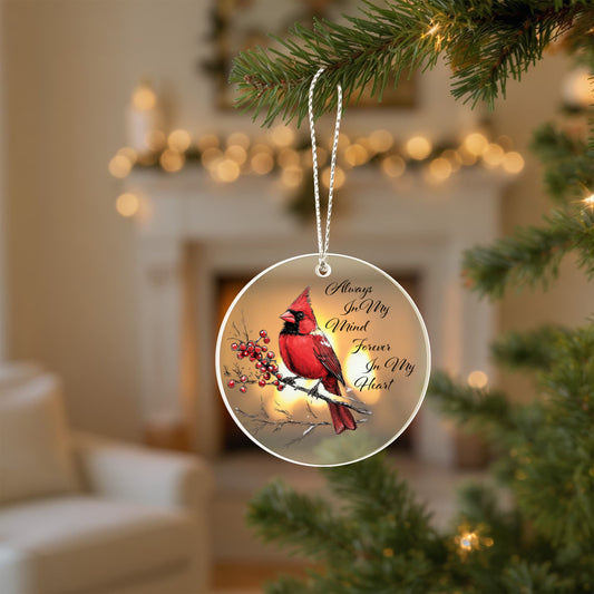 Cardinal Round Acrylic Christmas Ornament
