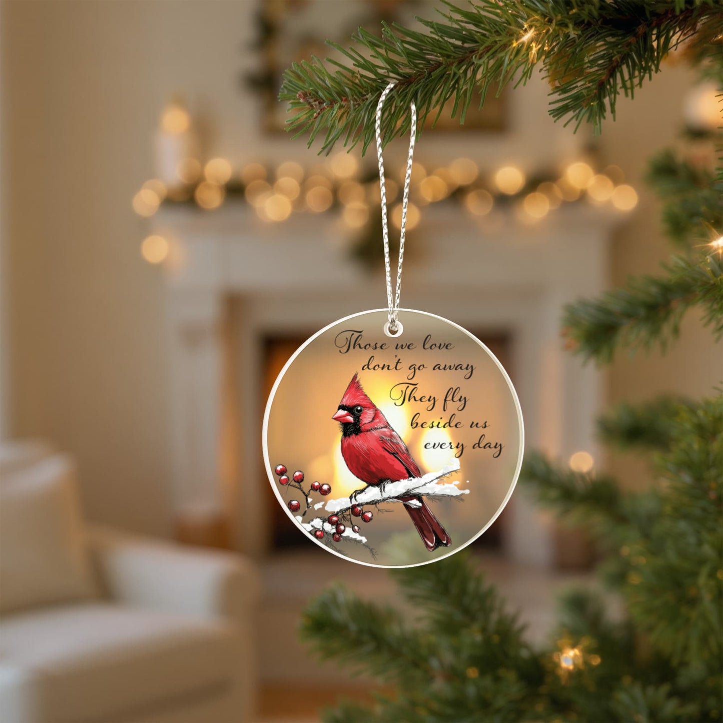 Cardinal Round Acrylic Christmas Ornament