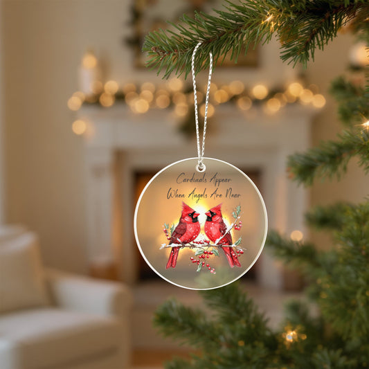 Cardinal Round Acrylic Christmas Ornament