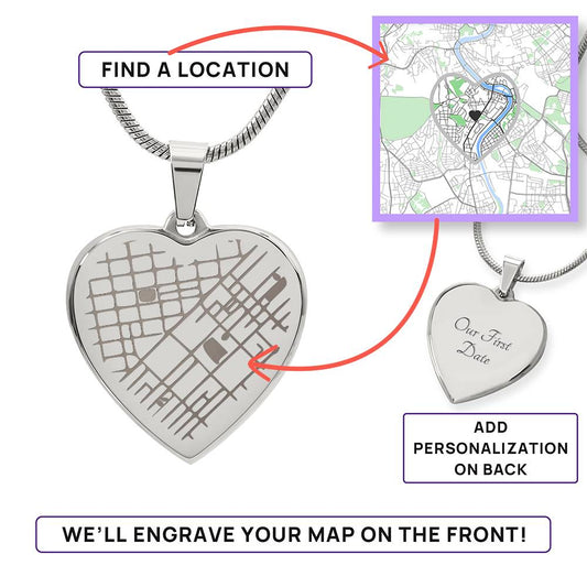 Heart Map Necklace