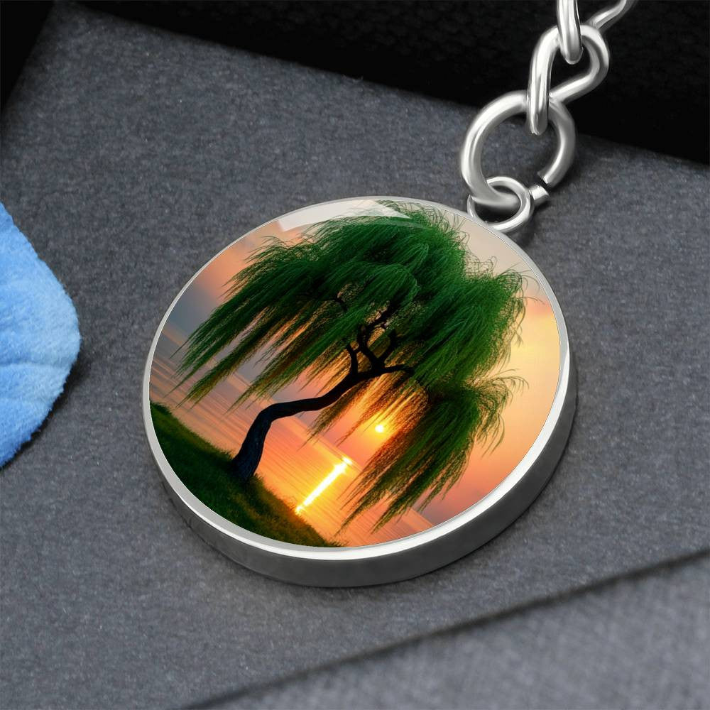 Weeping Willow Engraved Keychain-[Heartfelt Family Gift]