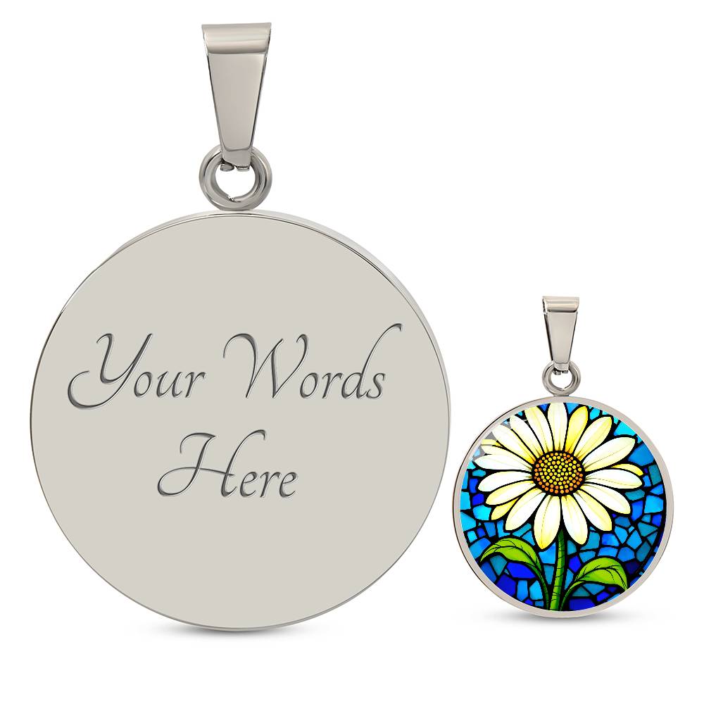 Sunflower Floral Necklace with Engraving
