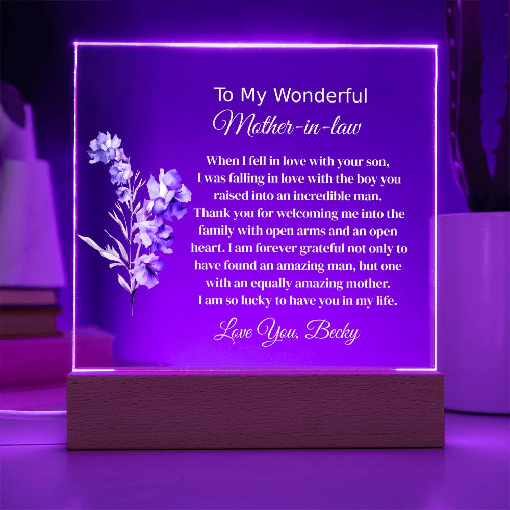 Personalized Mother In Law Lighted Plaque