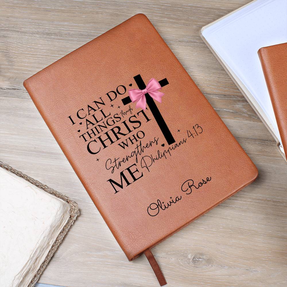 Personalized Pray Journal Bible Verse Journal, Philippians 4:13, Christian Gift for Women, Custom Name Scripture Keepsake