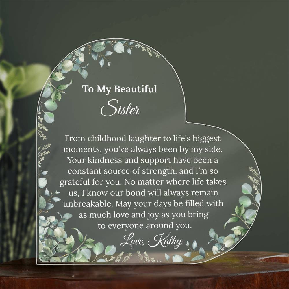 Personalized Sister Heart Plaque