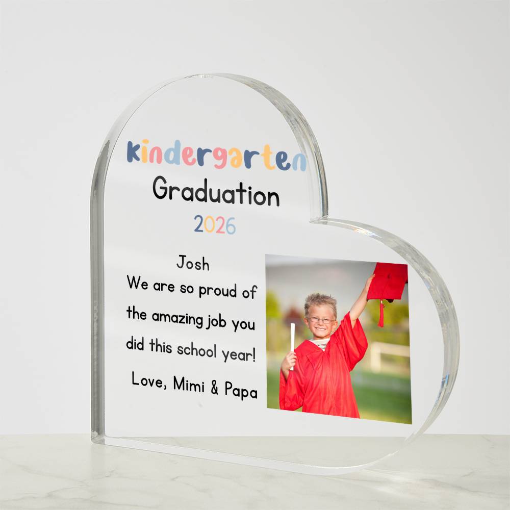 Personalized Kindergarten Graduation Heart Plaque Gift