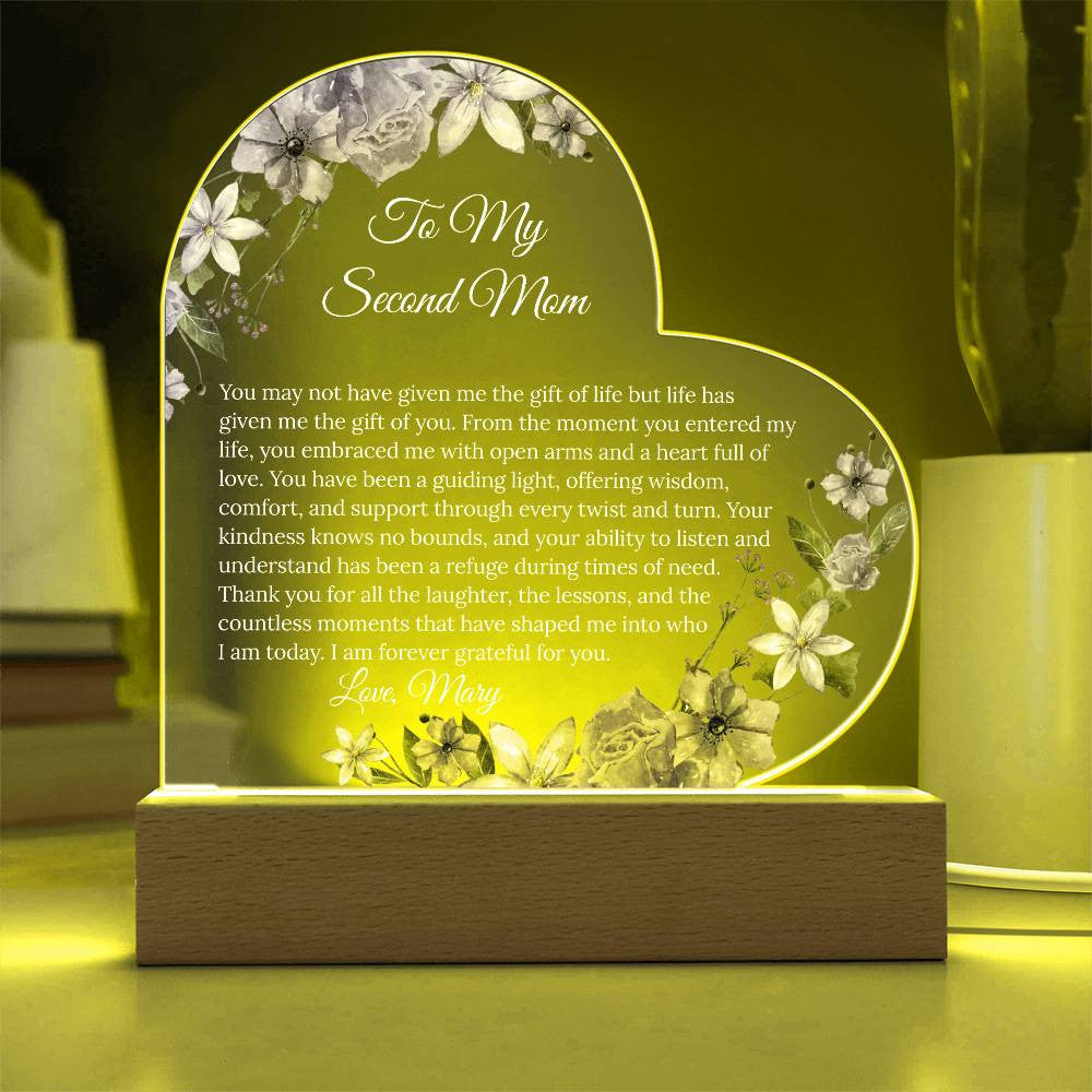 Personalized Second Mom Acrylic Heart Plaque