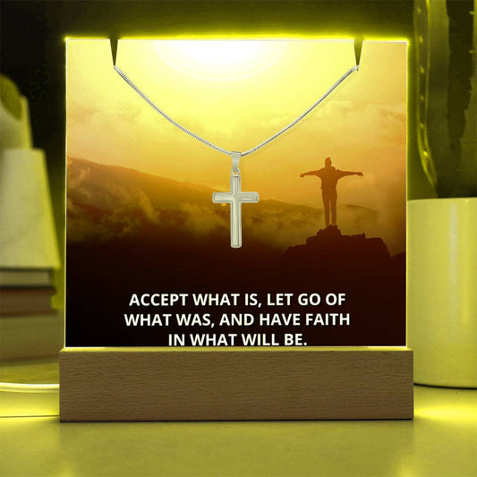 Faith Accept What Is Religious Plaque & Cross Gift Set-[Heartfelt Family Gift]