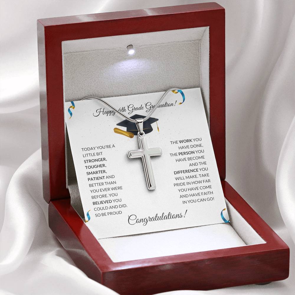 6th Grade Graduation Personalized Cross Necklace