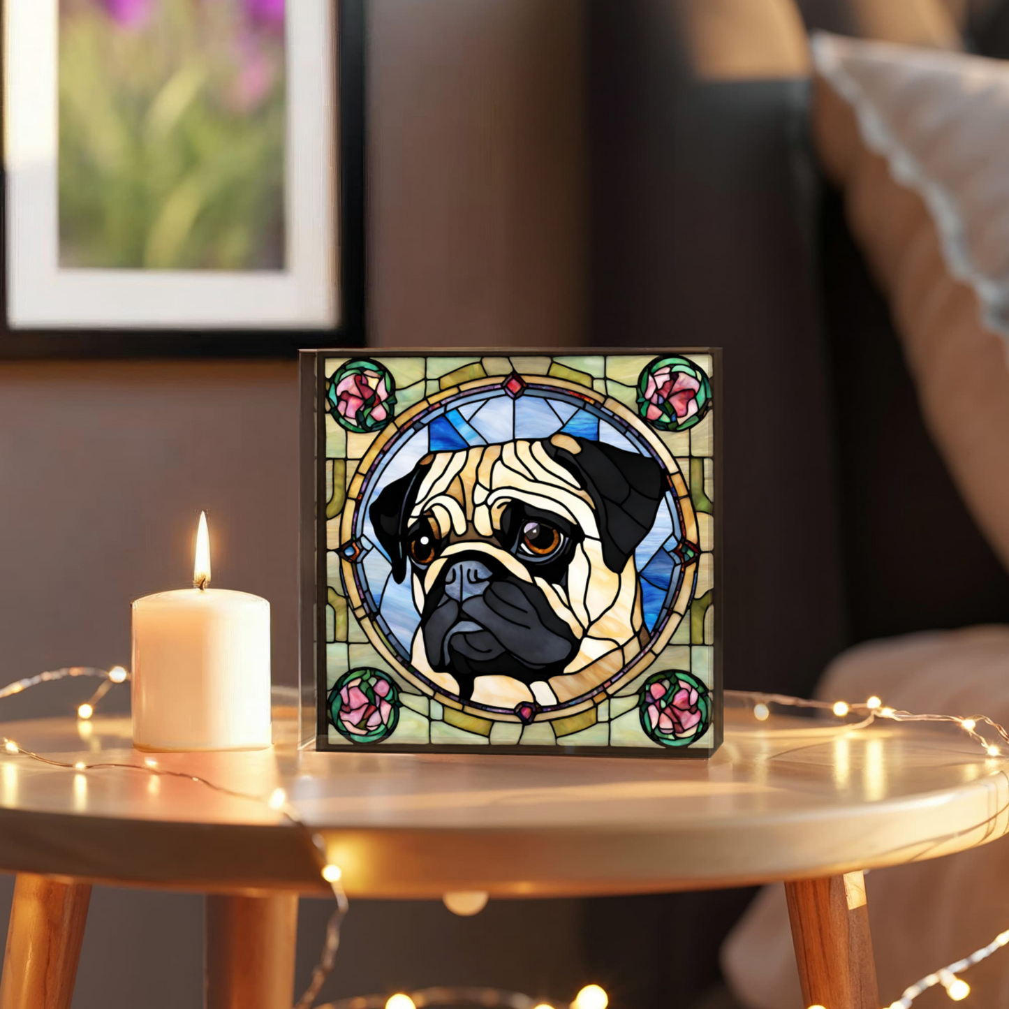 Pug Stained Glass Style Acrylic Decor