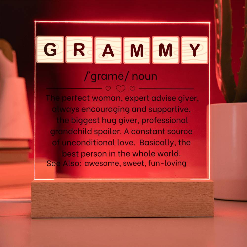 Personalized Grammy Definition Acrylic Sign with Grandkids Names
