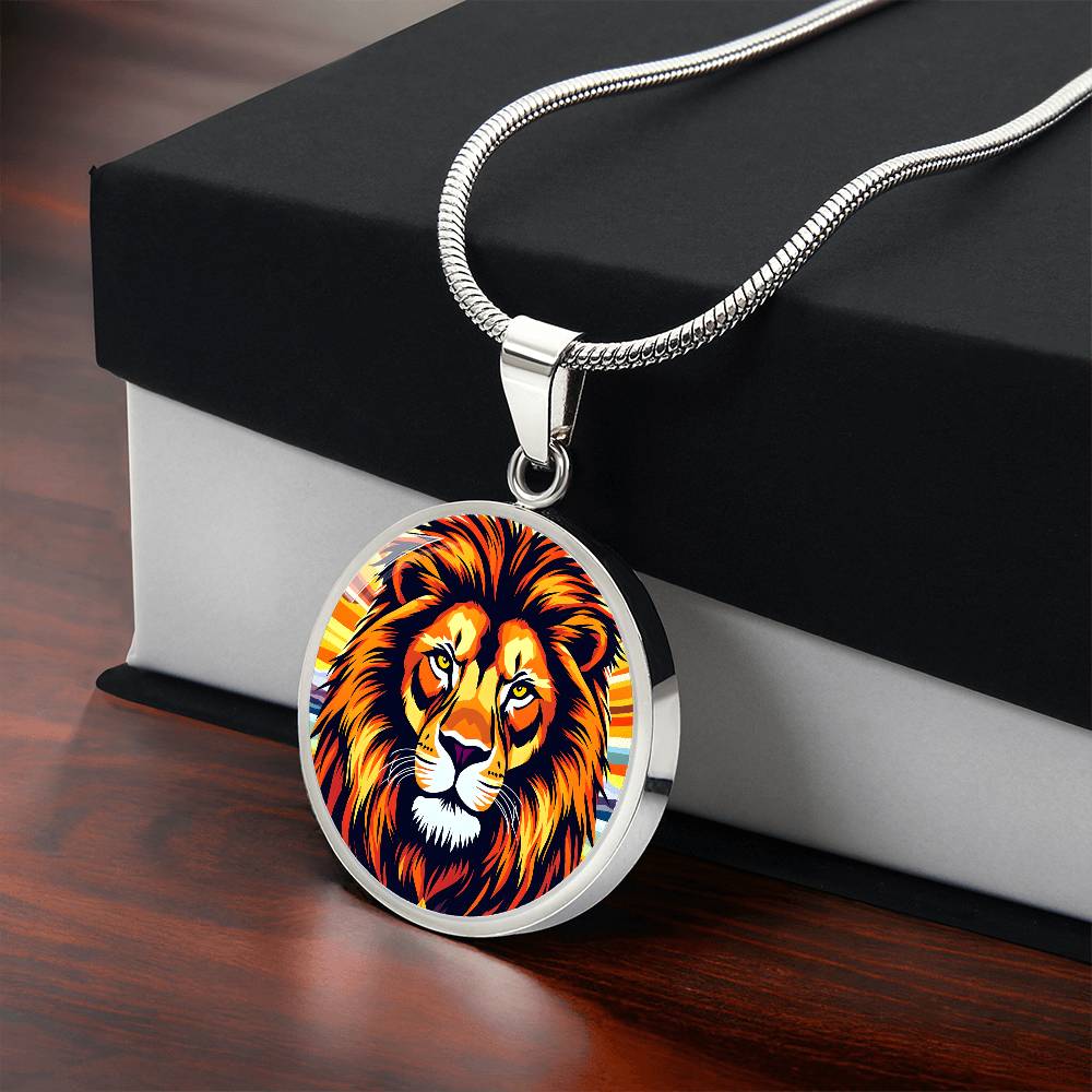 Engraved Lion Pendant  Necklace or Bracelet, Personalized Animal Jewelry