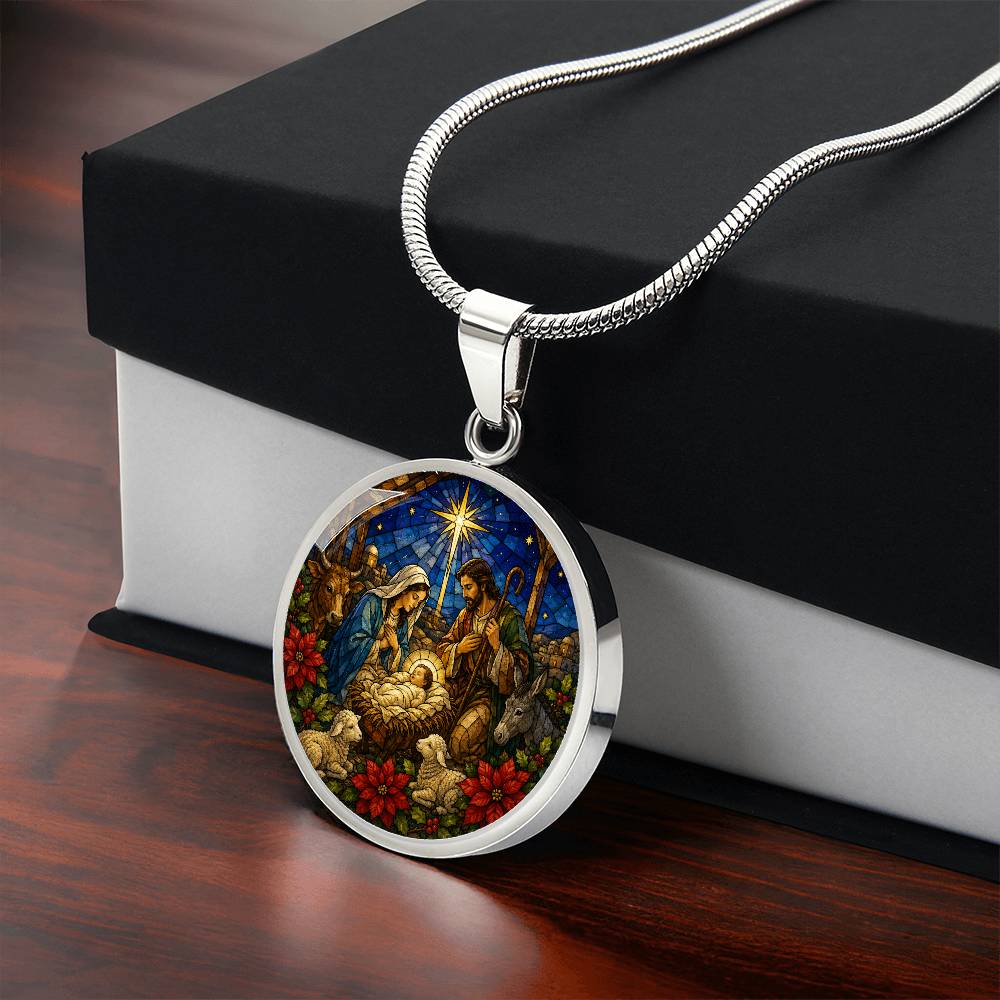 Nativity Scene Necklace, Religious Jewelry Gift, Personalized Christmas Pendant