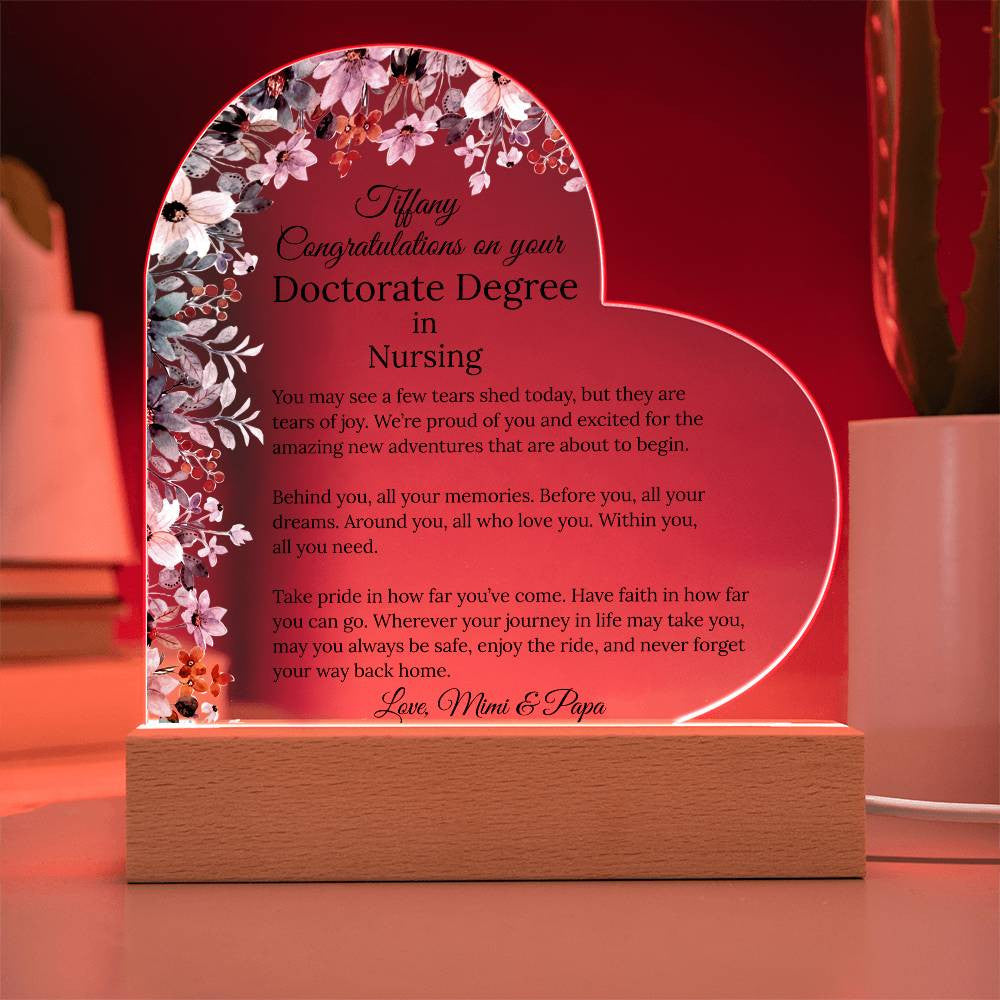 Personalized Doctorate Degree Graduation Plaque
