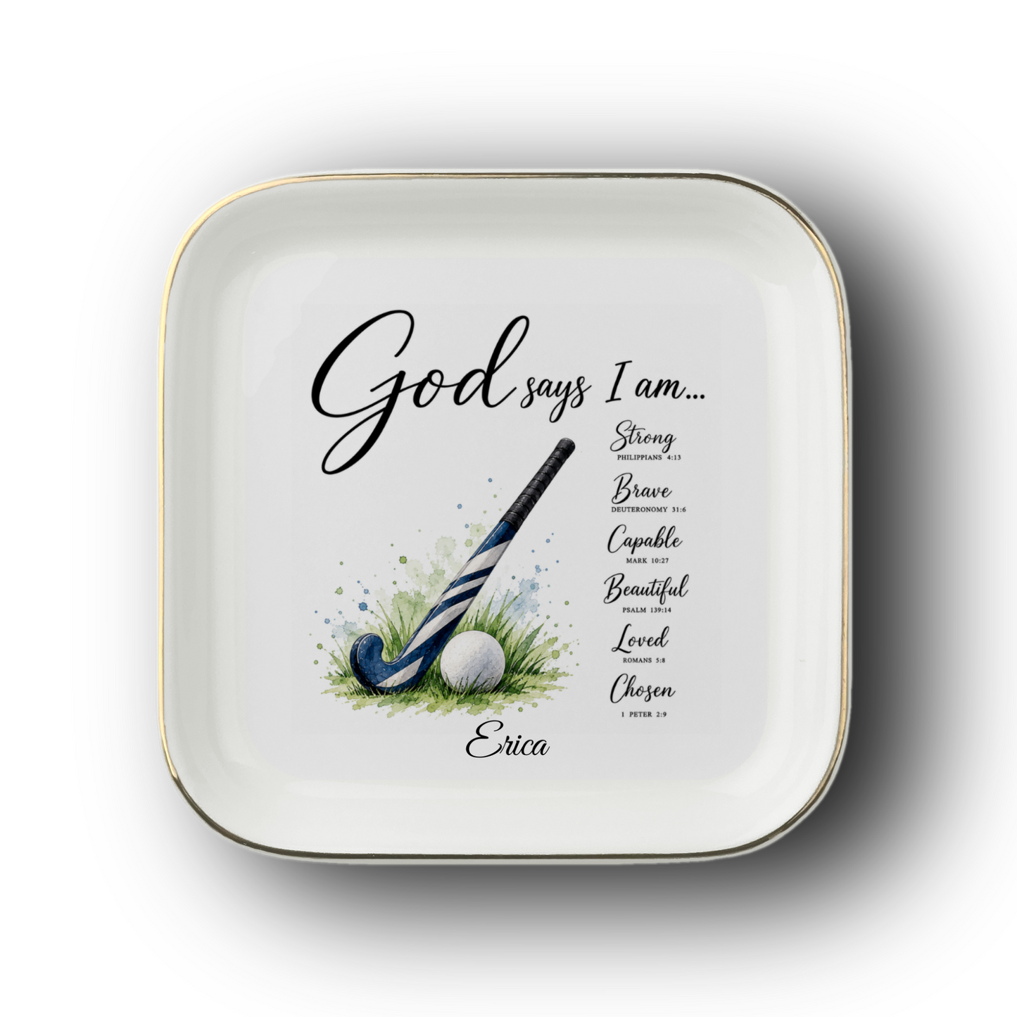Field Hockey Christian Jewelry Dish Trinket Tray