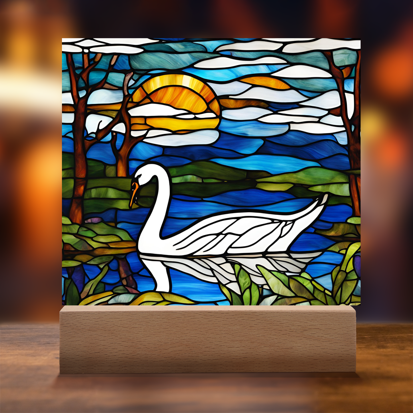 Swan Lake Scene Acrylic Square Plaque-[Heartfelt Family Gift]