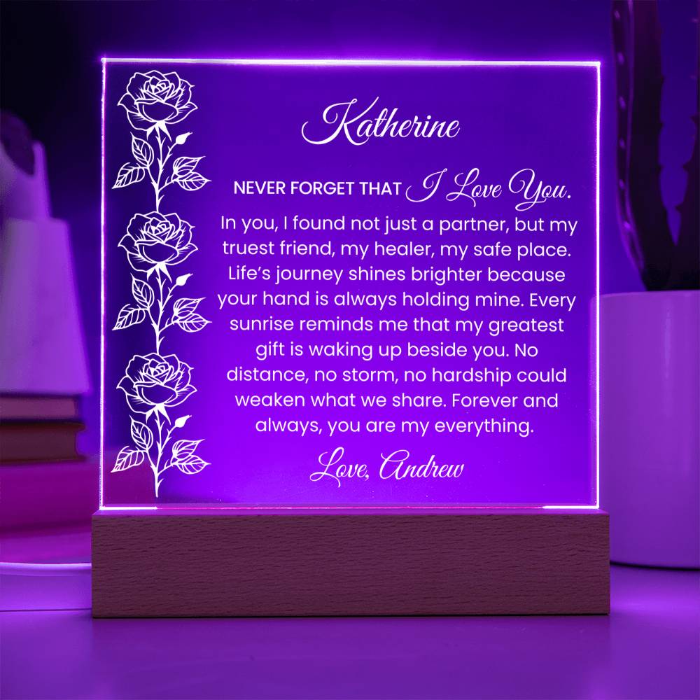 Personalized Wife Rose Plaque Gift