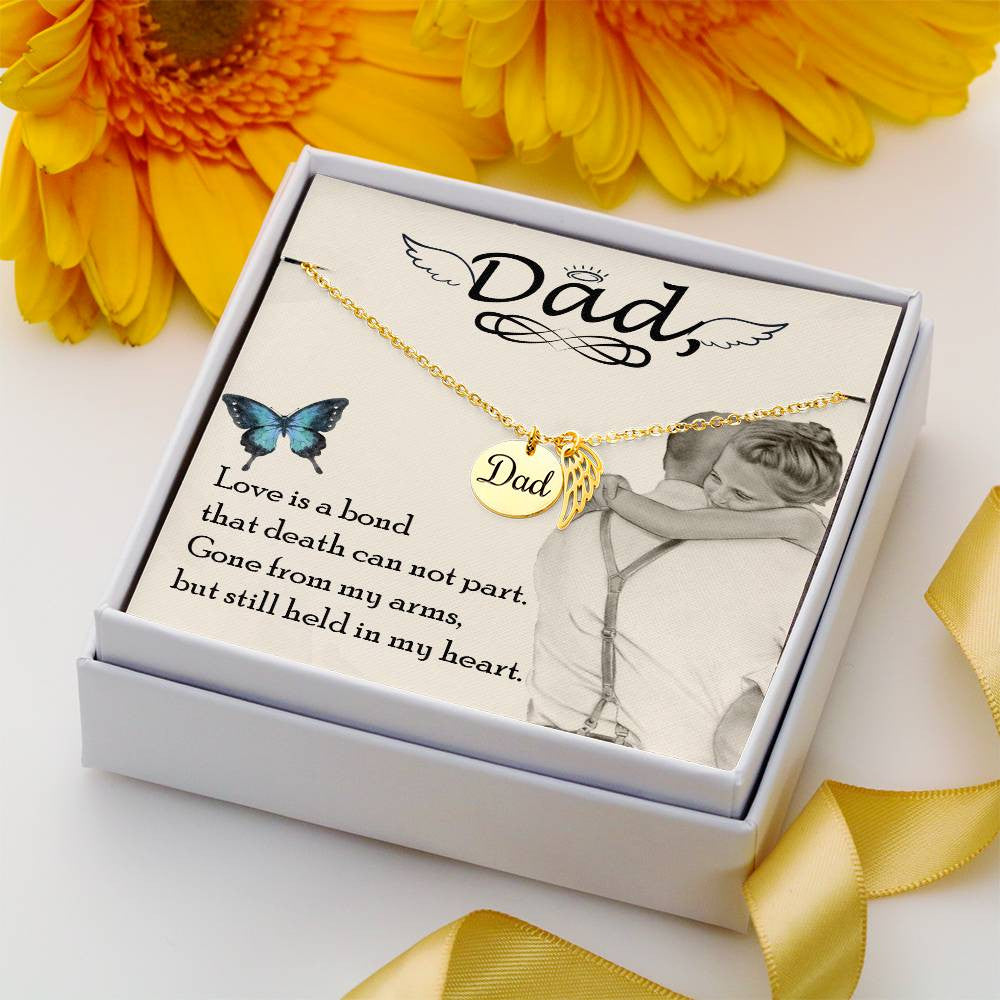 Dad Memorial Necklace Angel Wing Charm-[Heartfelt Family Gift]