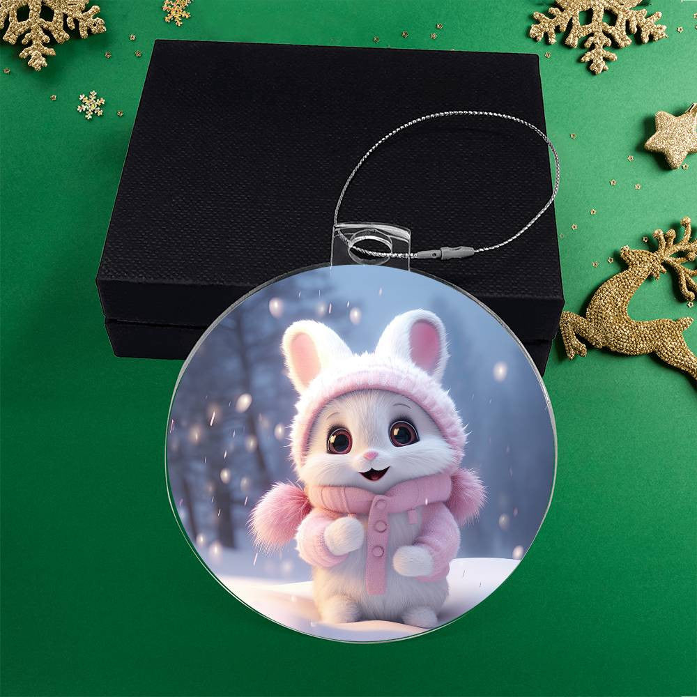 Bunny Acrylic Christmas Ornament-[Heartfelt Family Gift]
