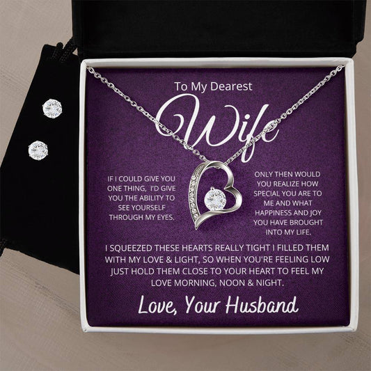 To My Wife Heart Necklace & Earring Gift Set