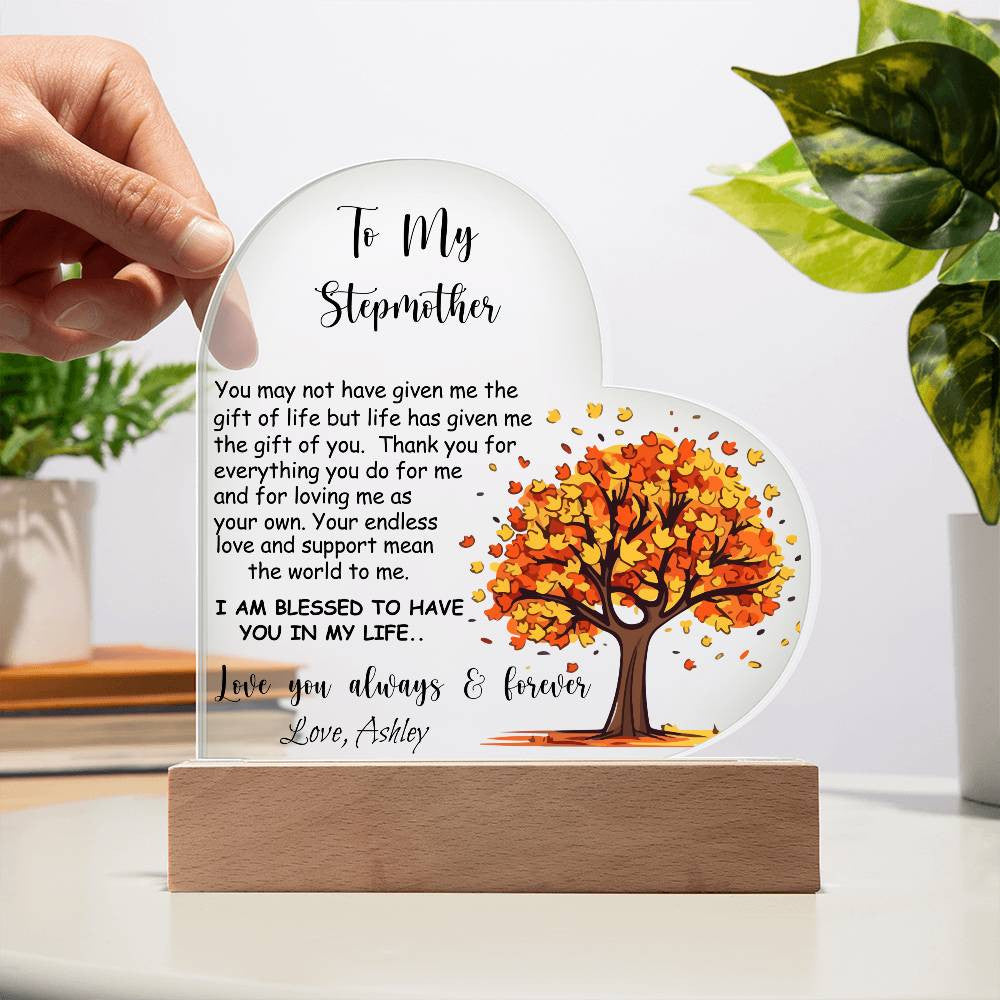 Stepmother Acrylic Heart Plaque Gift-[Heartfelt Family Gift]
