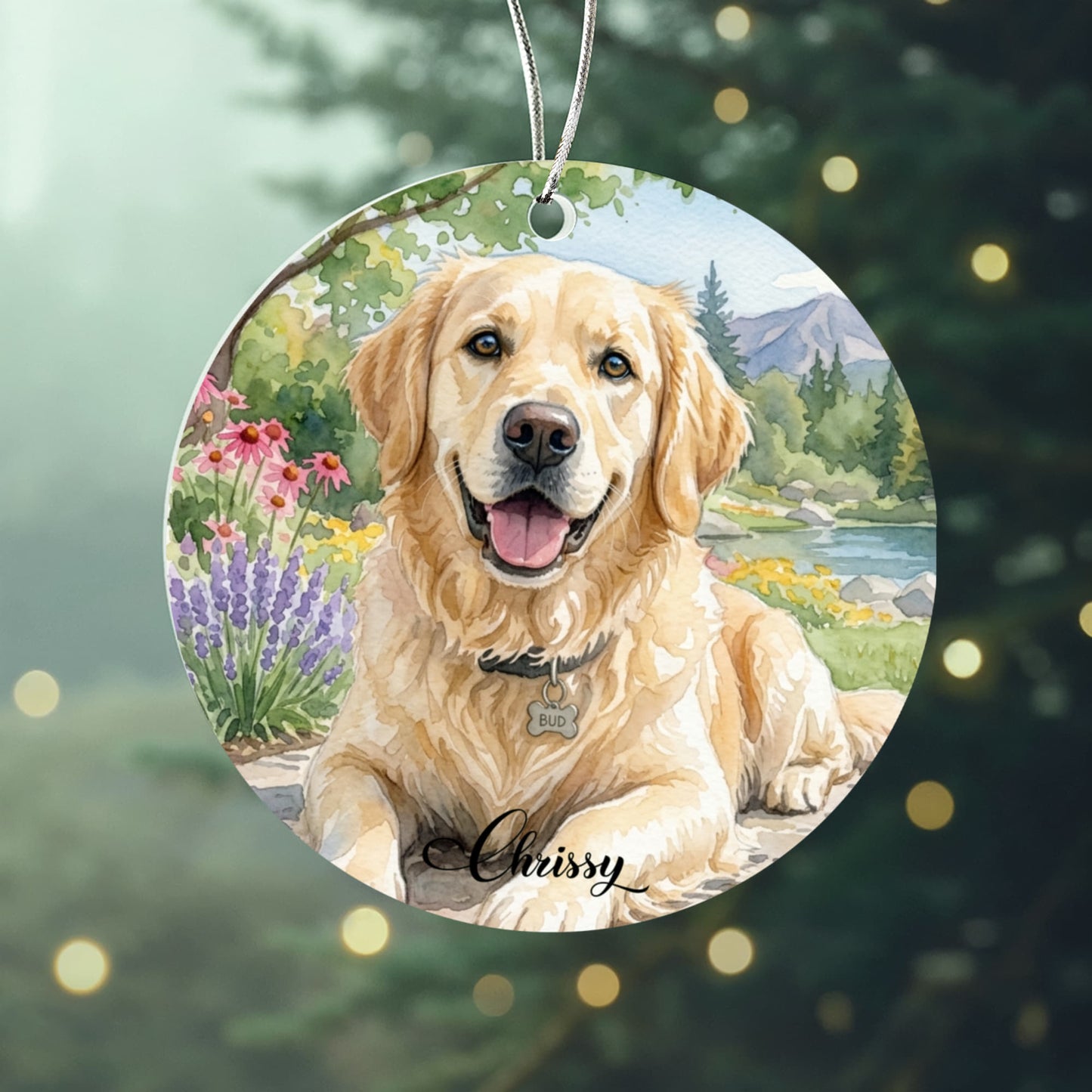 Watercolor Portrait Pet Photo Ornament