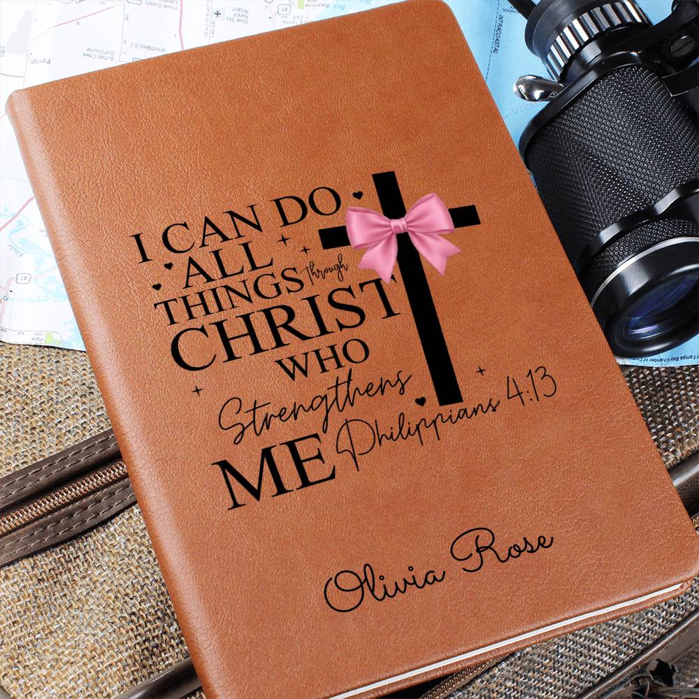 Personalized Pray Journal Bible Verse Journal, Philippians 4:13, Christian Gift for Women, Custom Name Scripture Keepsake