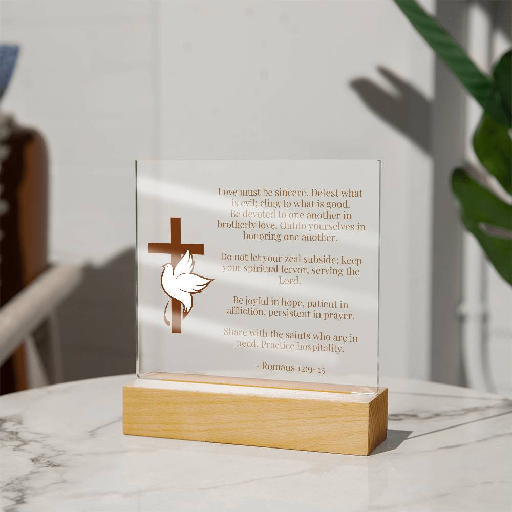 Christian Bible Verse Romans 12:9 Acrylic Plaque-[Heartfelt Family Gift]