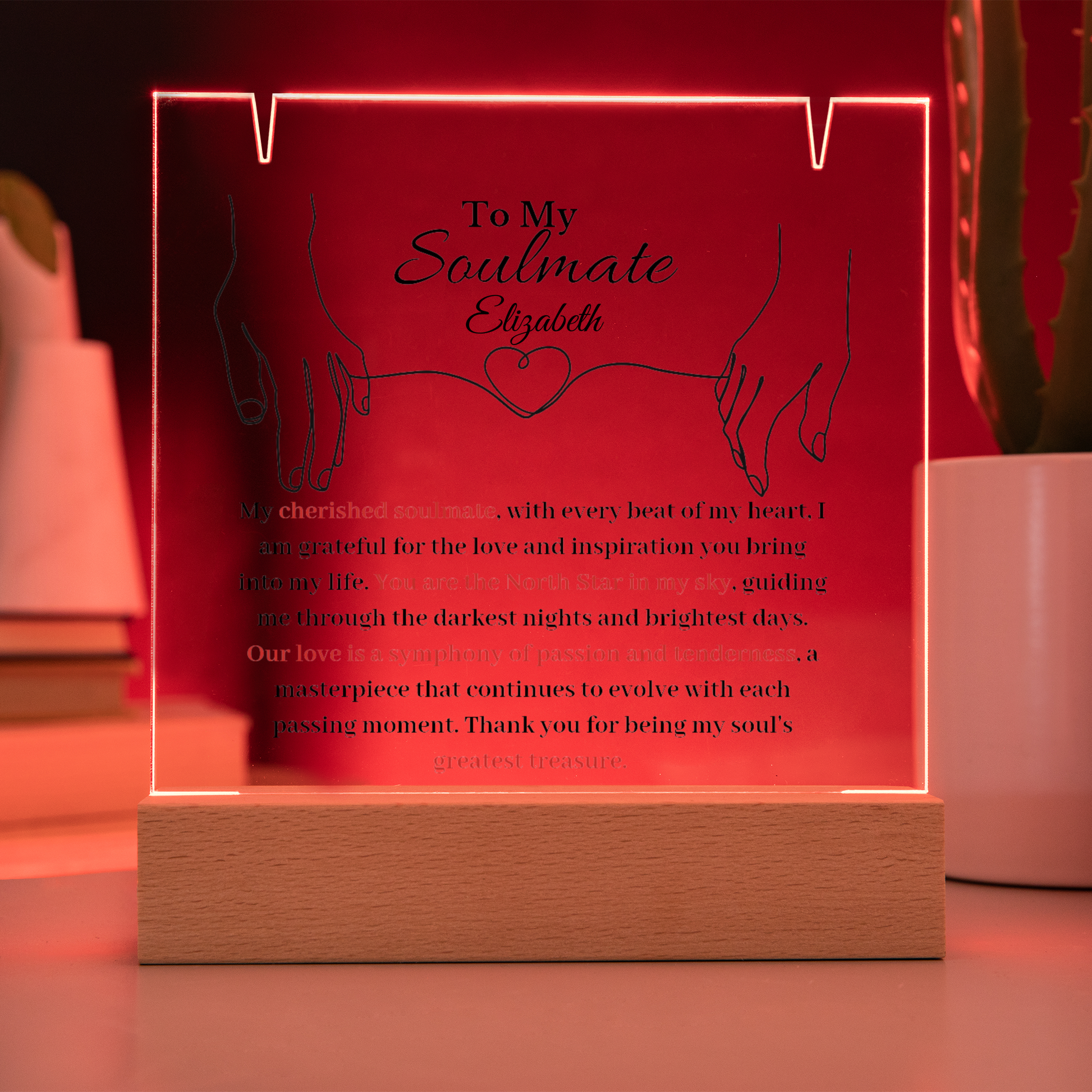 Soulmate  LED Acrylic Heart Necklace & Plaque Gift Set-[Heartfelt Family Gift]