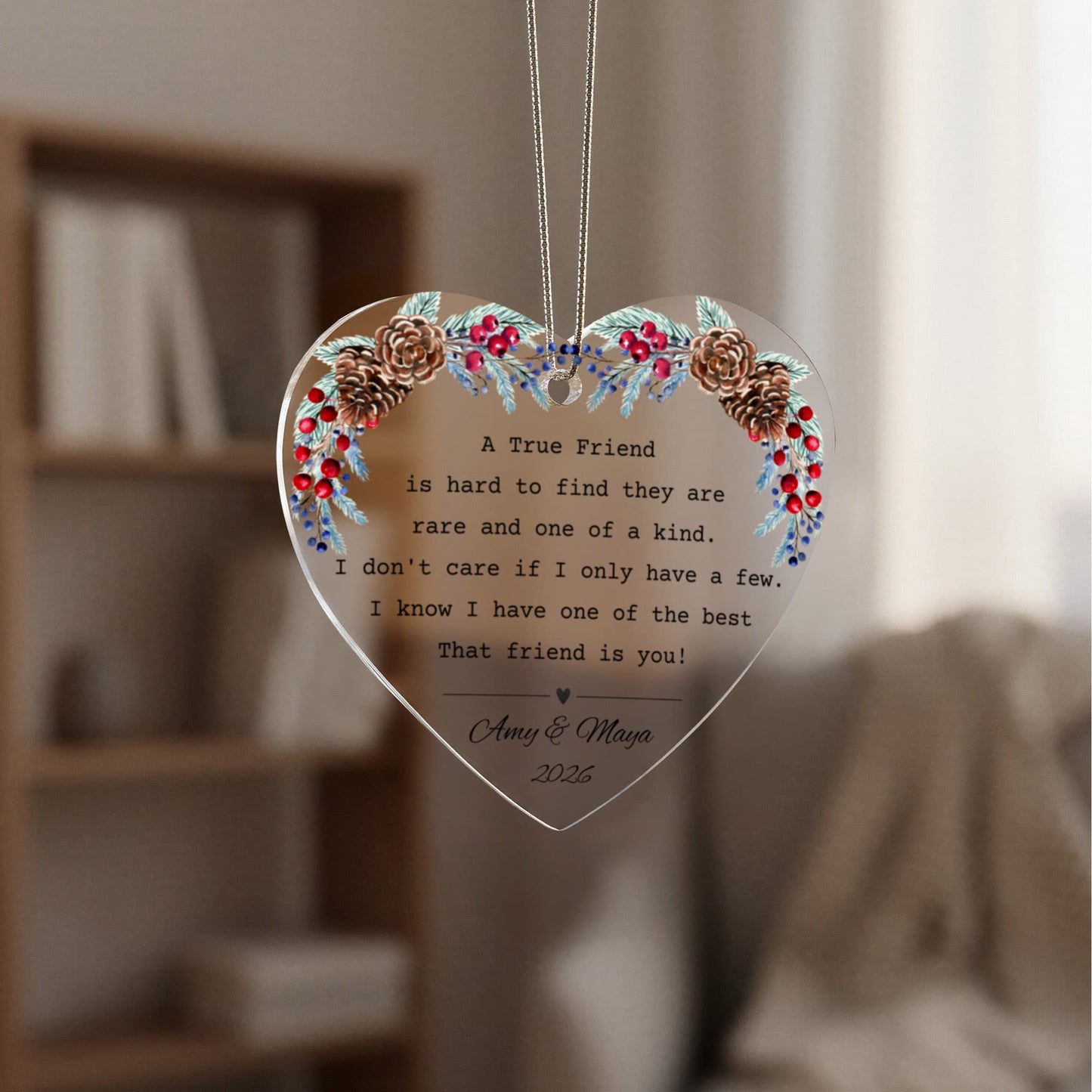 Friend Acrylic Heart Christmas Ornament