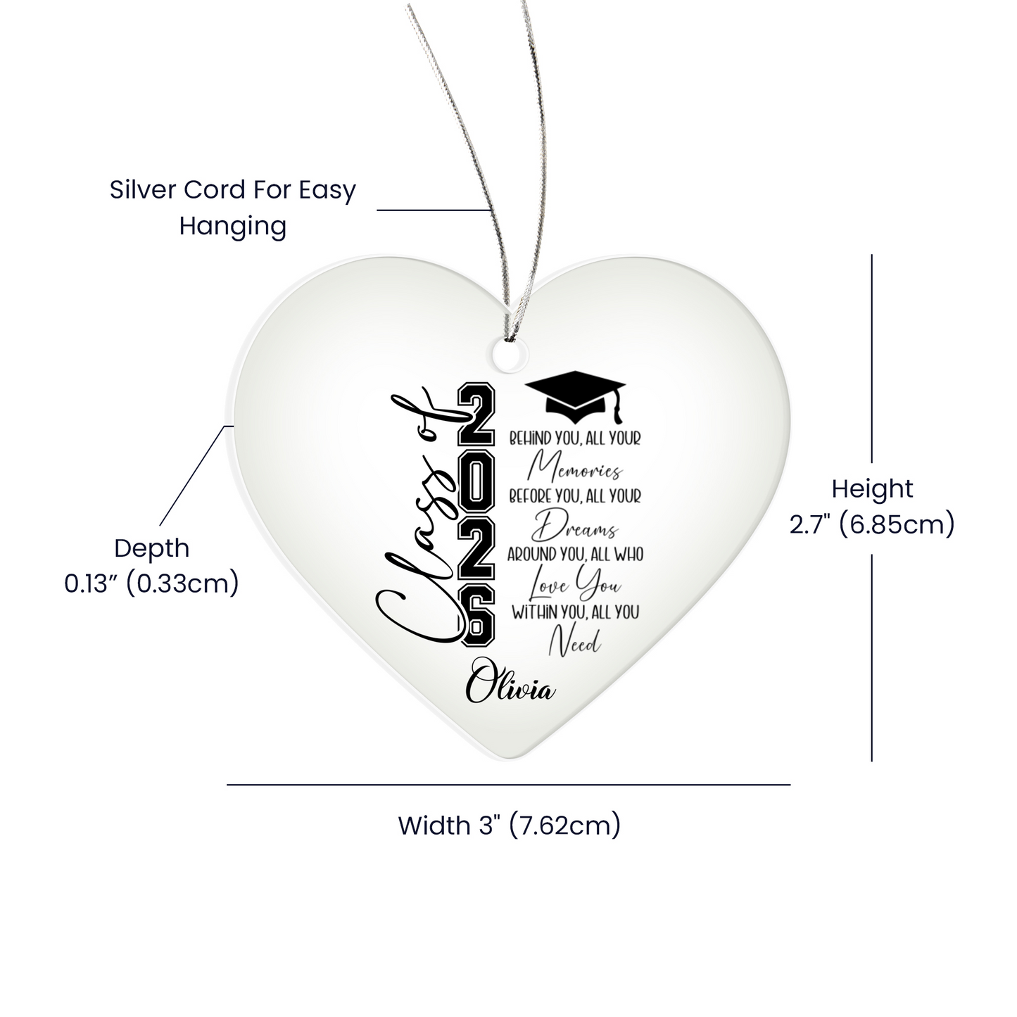 Class of 2026 Graduation Acrylic Heart Ornament