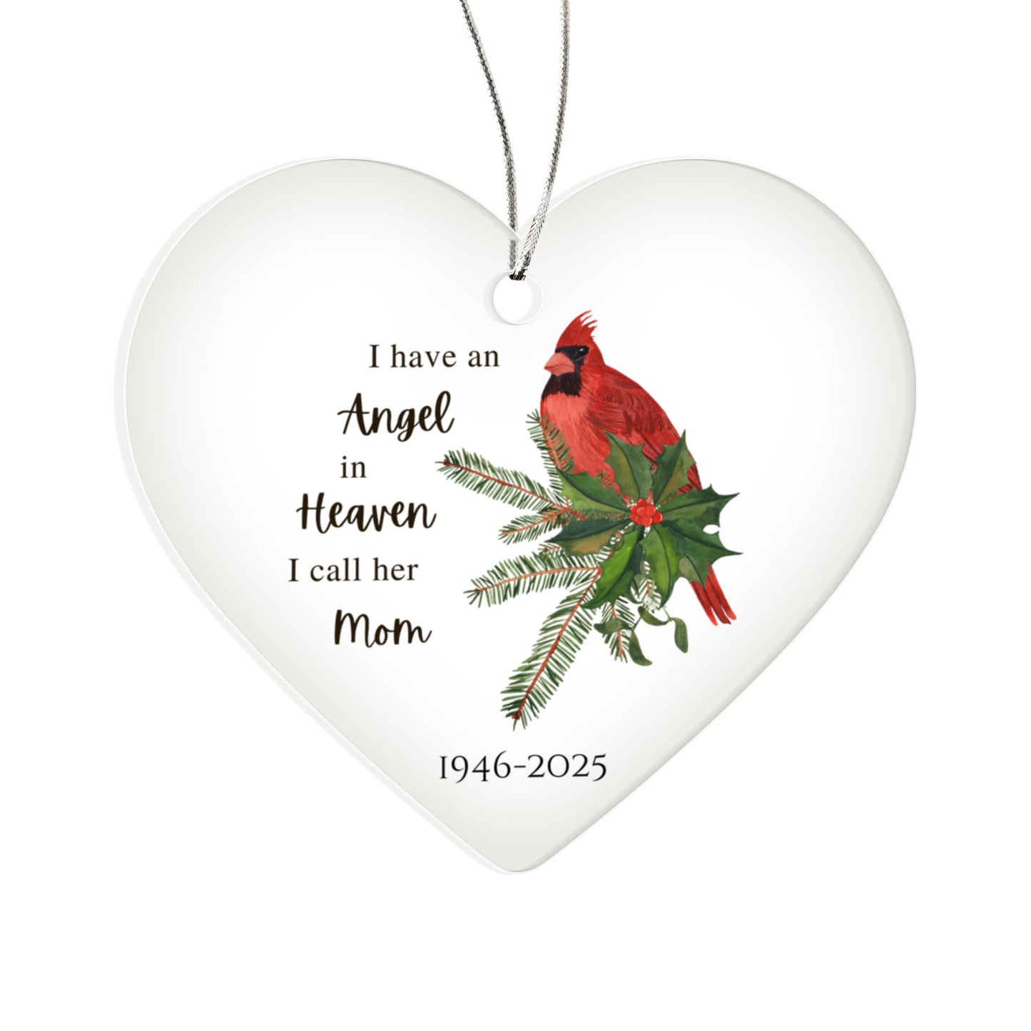 Angel Remembrance Ornaments Loss of Parents Acrylic Heart Ornament