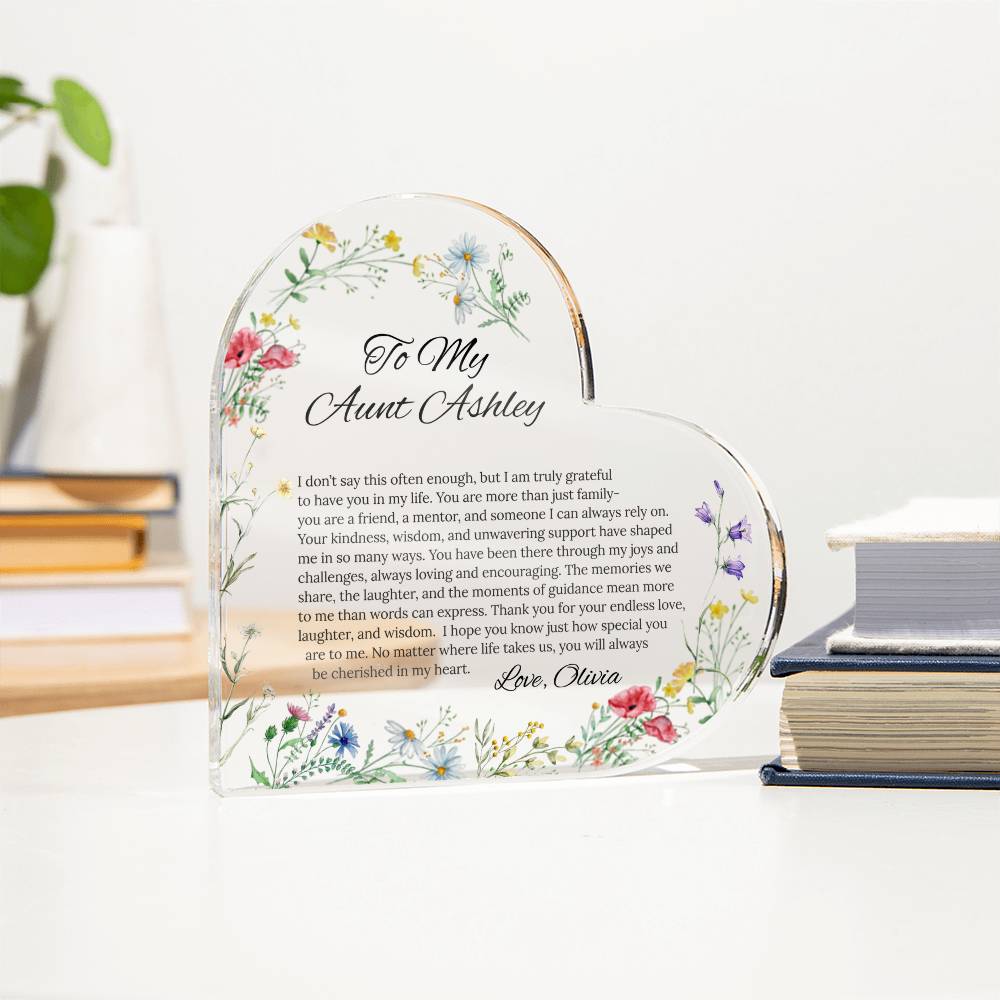 Copy Personalized Aunt Acrylic Heart Plaque