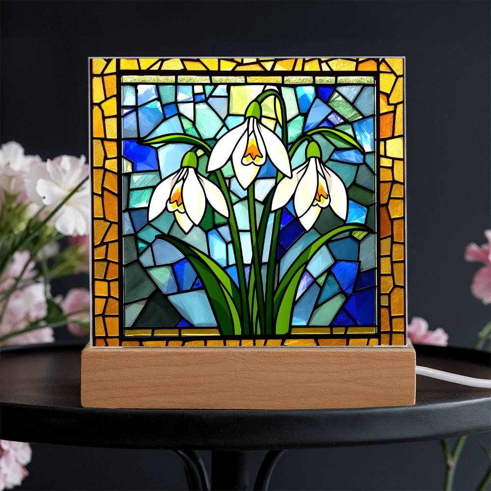 Snowdrop Acrylic Plaque Table Light