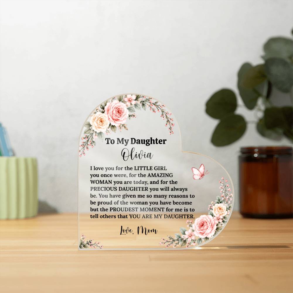 Daughter Acrylic Heart Plaque