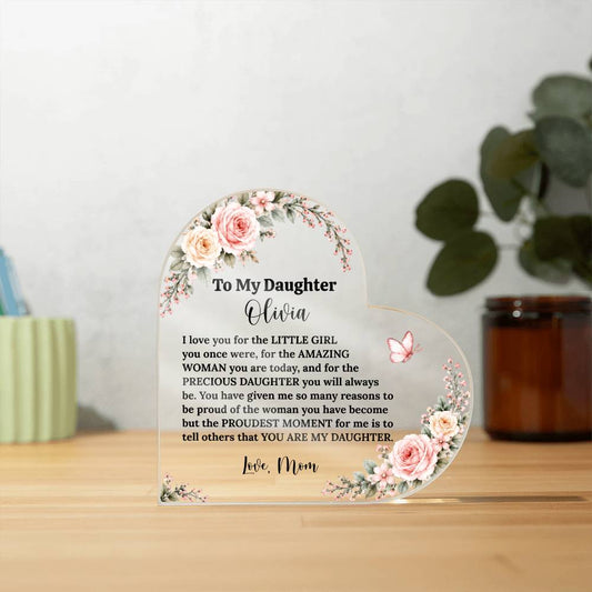 Daughter Acrylic Heart Plaque