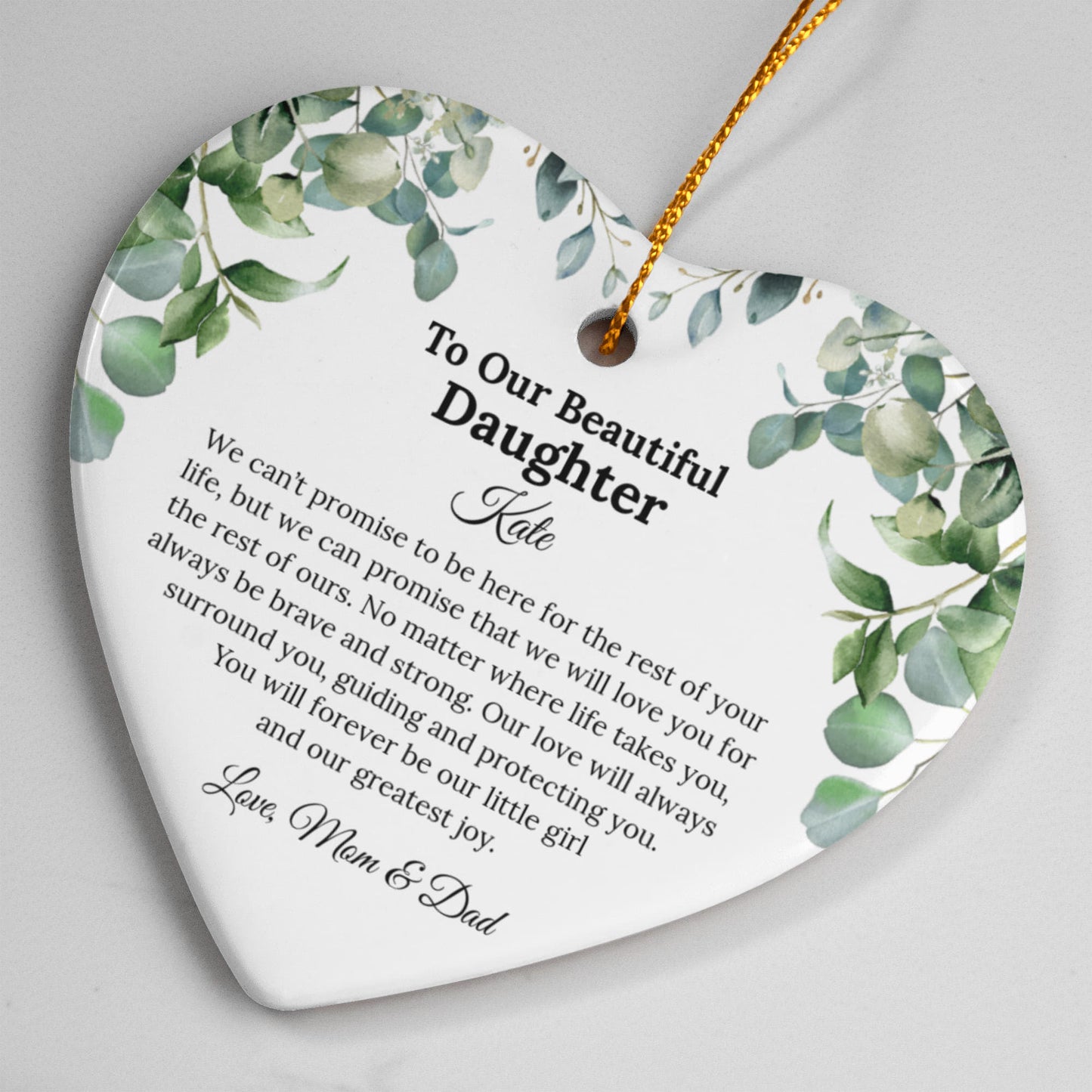 Daughter Ceramic Heart Ornament