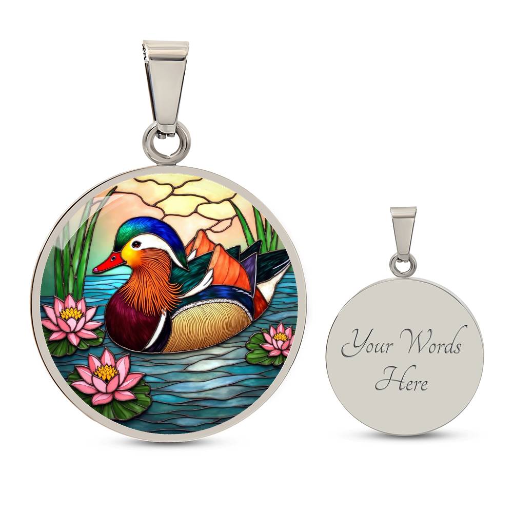 Lotus Mallard Duck Necklace with Engraving